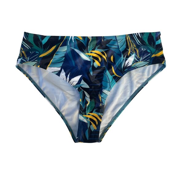 Jolkichay Bikini Bottoms Womens Medium Blue Tropical Print Summer Pool - Picture 1 of 8